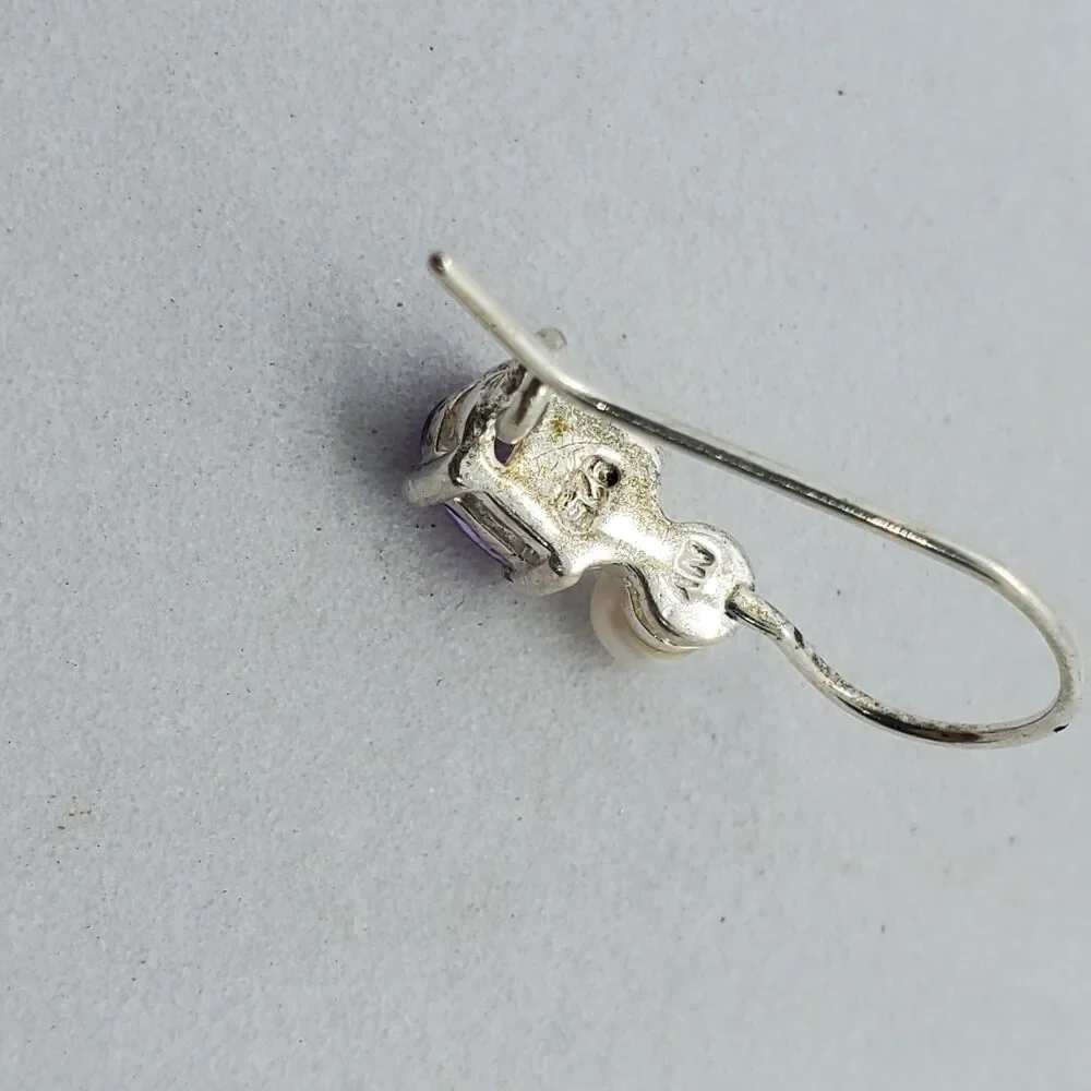 Sterling Silver, Amythest and Pearl Earrings